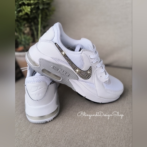 Nike Air Max Excee Womens White Sneakers Shoes Made with Swarovski Crystals - Picture 6 of 8